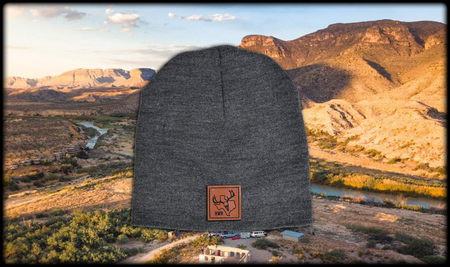 Deer Skull Leather Beanie