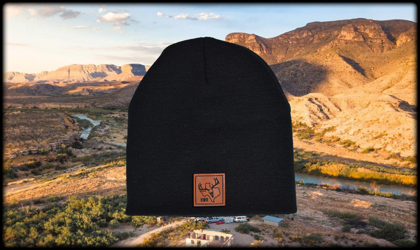 Deer Skull Leather Beanie