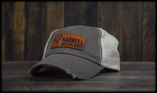 Harrell Whitetail Ranch Leather Dad Cap