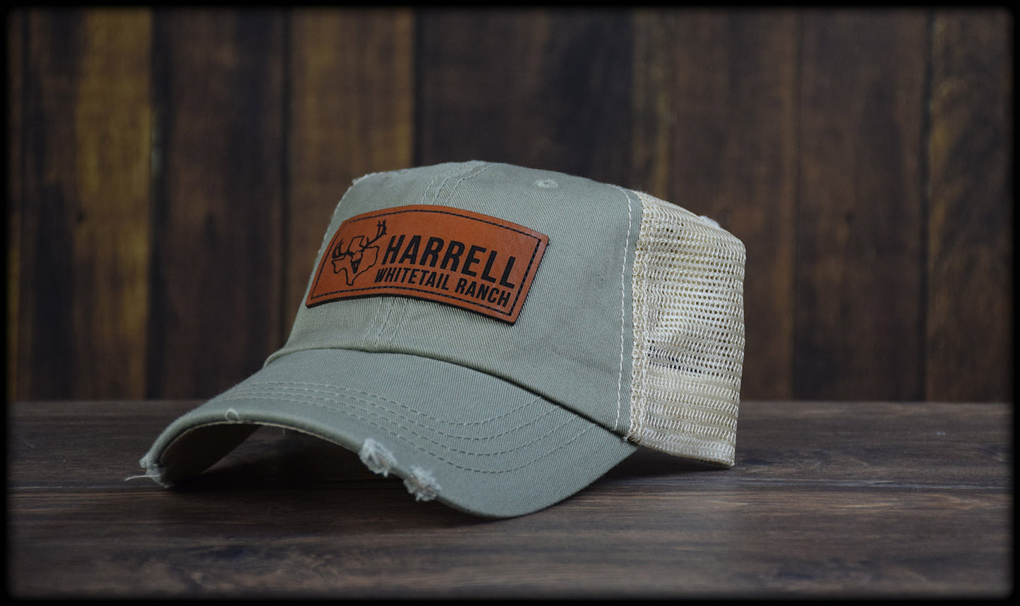 Harrell Whitetail Ranch Leather Dad Cap